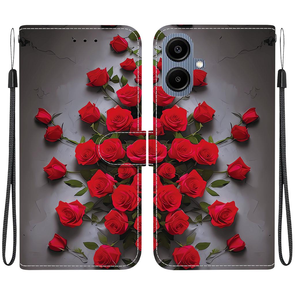 Чехол-книжка из искусственной кожи ручной работы для Samsung Galaxy A07 (A075F/A075M)- Противоскользящий ударопрочный чехол с ремешком на запястье и дизайнами в виде сердец/роз и кошек