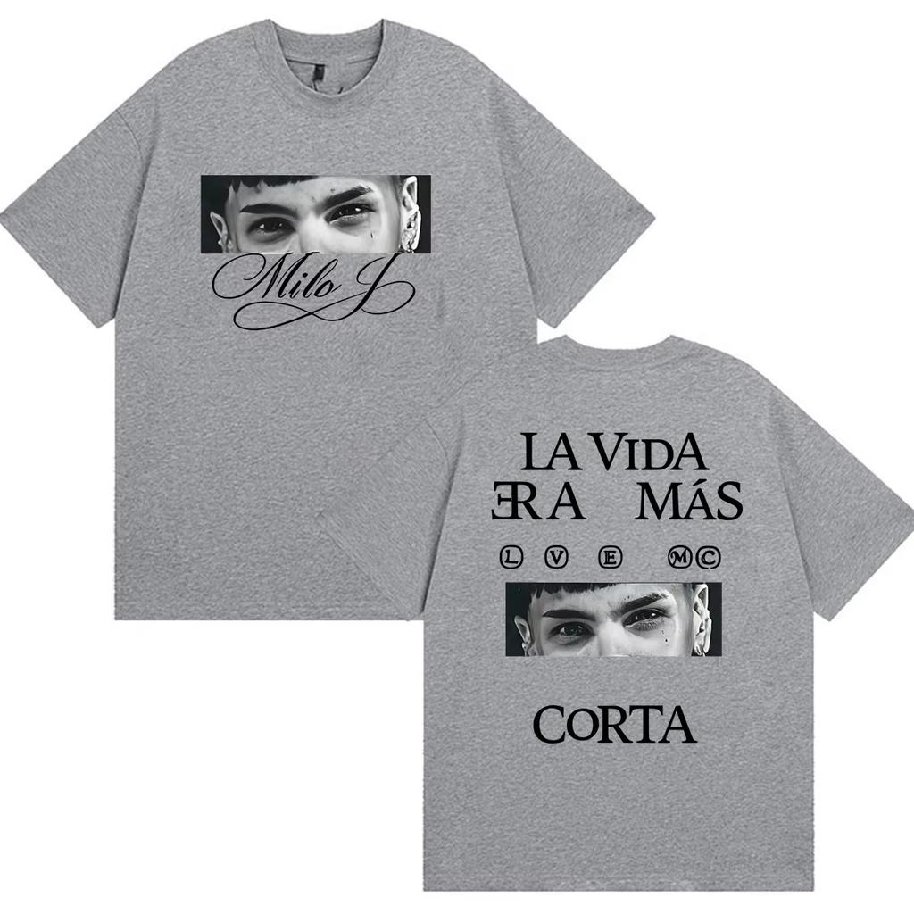 Hot Sale Rapper Milo J La Vida Era Mas Corta Album 2026 Graphic T Shirt Men Women Gothic Oversized T-shirt Y2K Harajuku Punk T-shirt