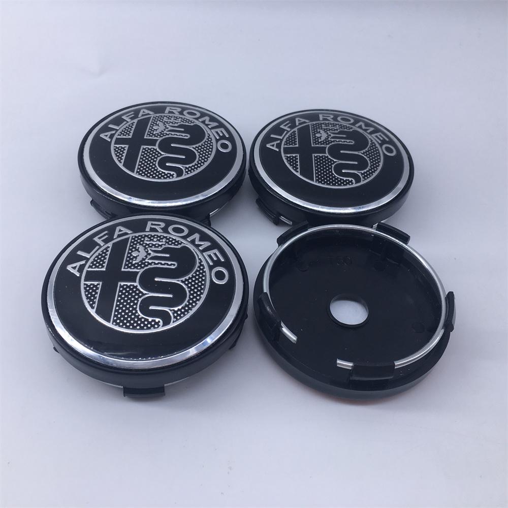 QCYZR1 4PCS 60mm For Alfa Romeo Black caps 030 Stelvio Sportiva GT 159 166 147 156 Mito Metal Emblem Auto Hub caps Decoration Styling