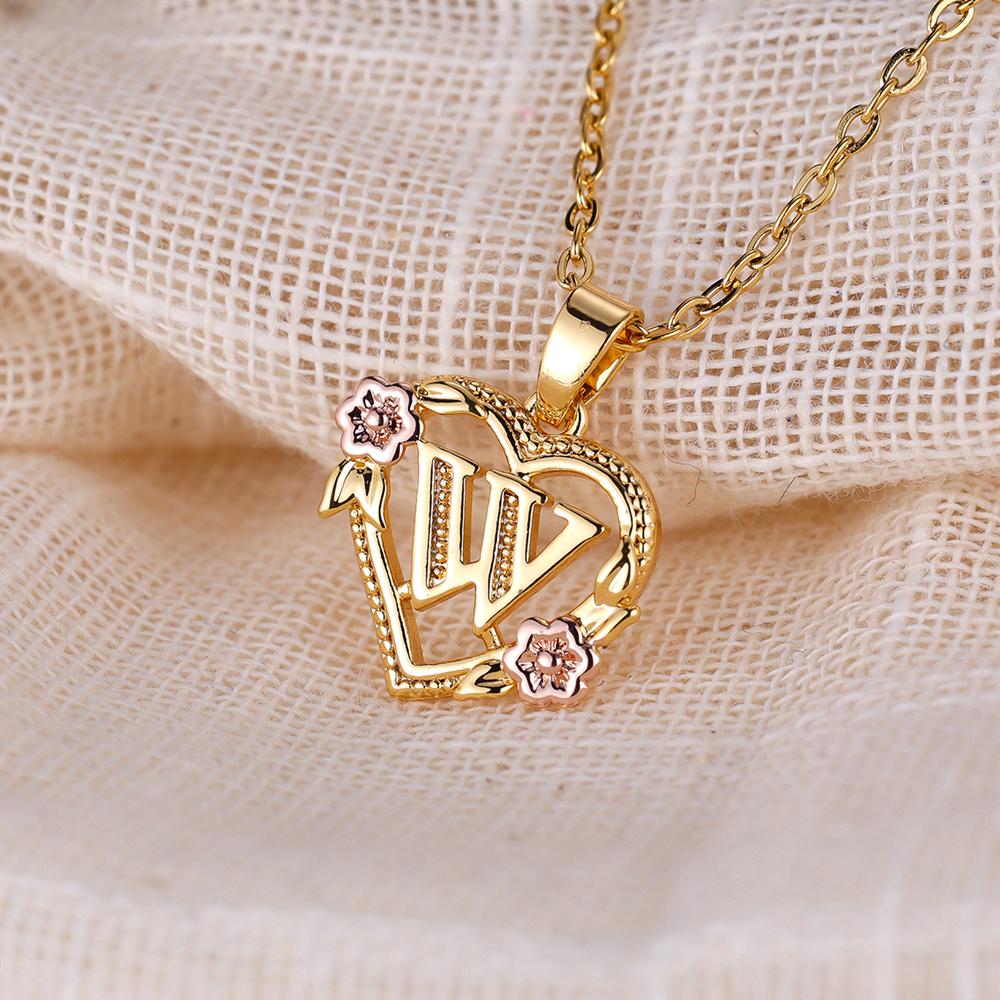 AZ буквы золотого цвета цветок инициалы ожерелье для женщин девушка сердце письмо колье ожерелье лучшие подарки алфавит ювелирные изделия
