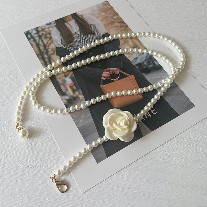 Жемчужная цепочка на талию для женщин Декоративные цветы Тонкий пояс-цепочка для женщин Юбка Повседневная Сладкий ветер