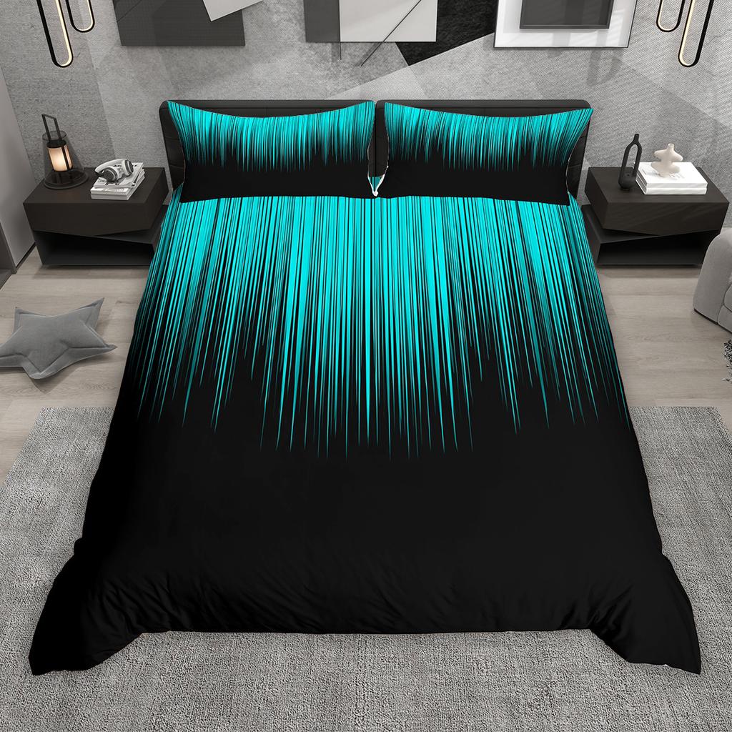 Comforter Homewish Gradient Lines 2Pcs/3Pcs Neon Red Gray Cyan Bedding Set Black Green Blue Pink Comforter Set