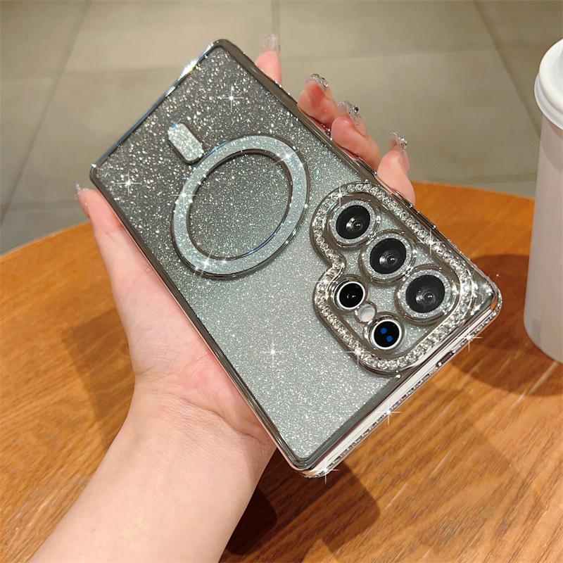 Блестящий магнитный чехол Bling Diamond для Samsung Galaxy S25 Ultra S24 FE A56 A36 A26 A16 A55 A35 A25 A15 A54, чехол для iPhone 16 15 Plus 14 13 Pro Max
