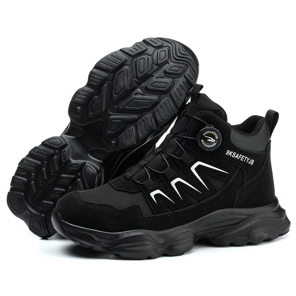 Вращающаяся кнопка Ботинки безопасности Обувь Мужская Стальной подносок Защитная рабочая обувь Легкие Нескользящие Рабочие ботинки Мужские Кроссовки