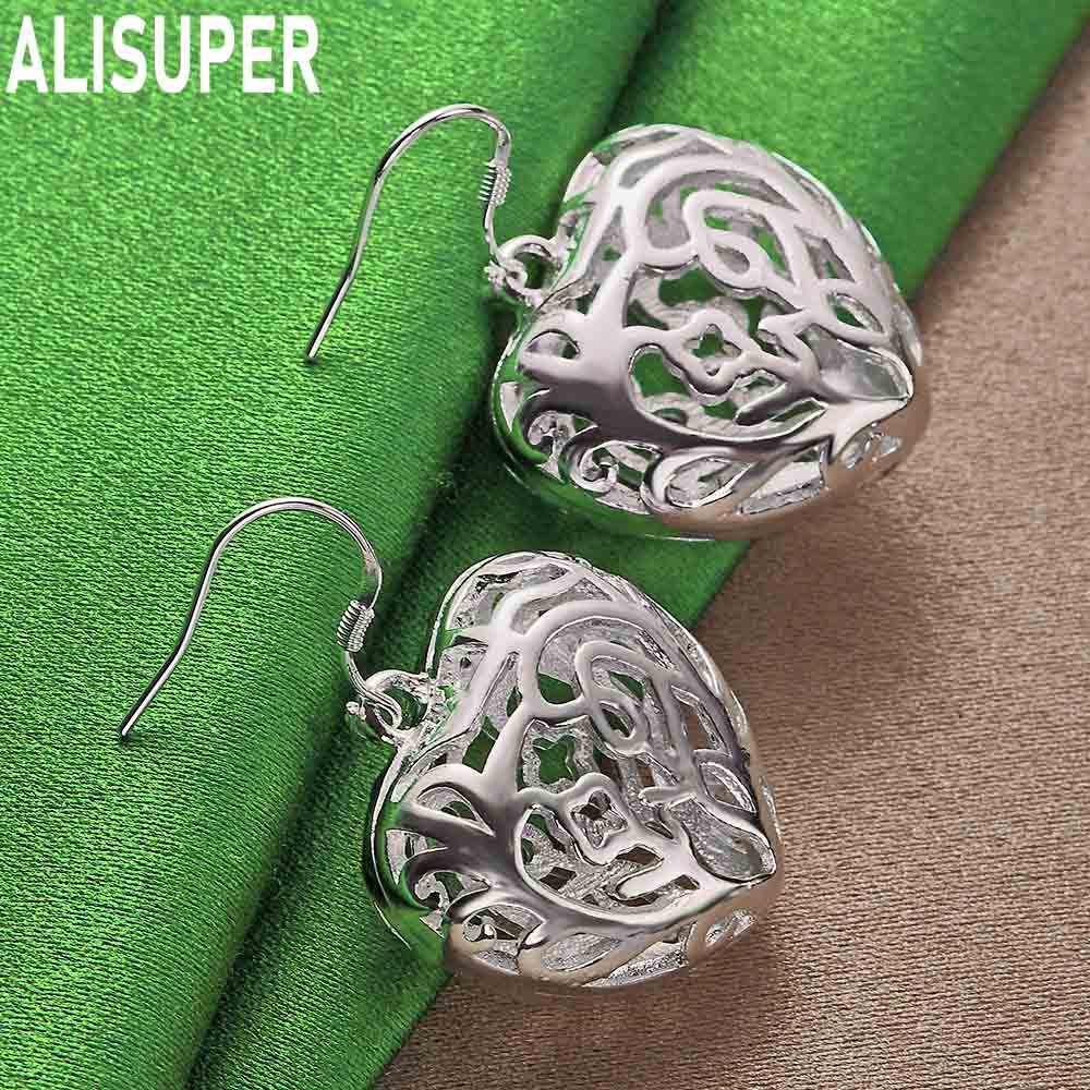 Серьги для пирсинга из стерлингового серебра 925 пробы в форме сердца с геометрическим узором, модные свадебные украшения с шармом