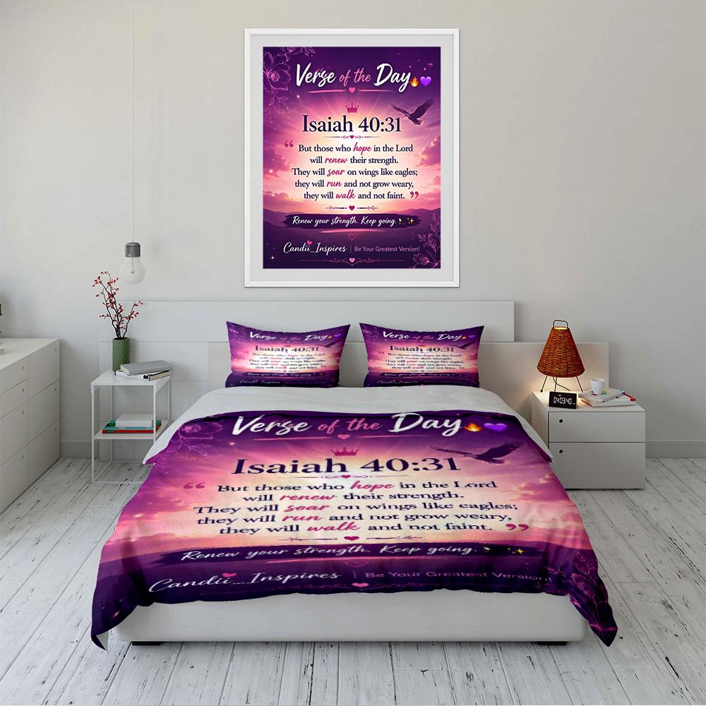 Verse of the Day Isaiah 40:31 Bedding Set Bedding set (1 duvet cover, 2 pillowcases, duvet not included)