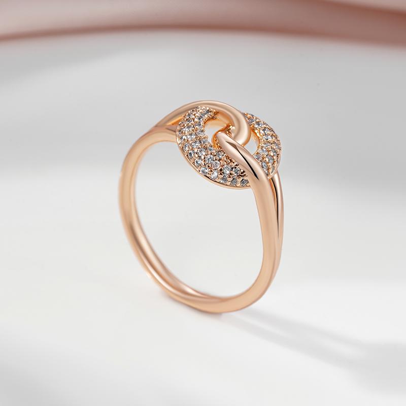 Kinel Rose Gold Color Bride Wedding Rings For Women Shiny Zircon Fine Jewelry Vintage Ring