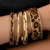 Leopard Print Bracelet Glossy Stacked Bracelet Set, Personalized Cool Street Trend Accessories Gift