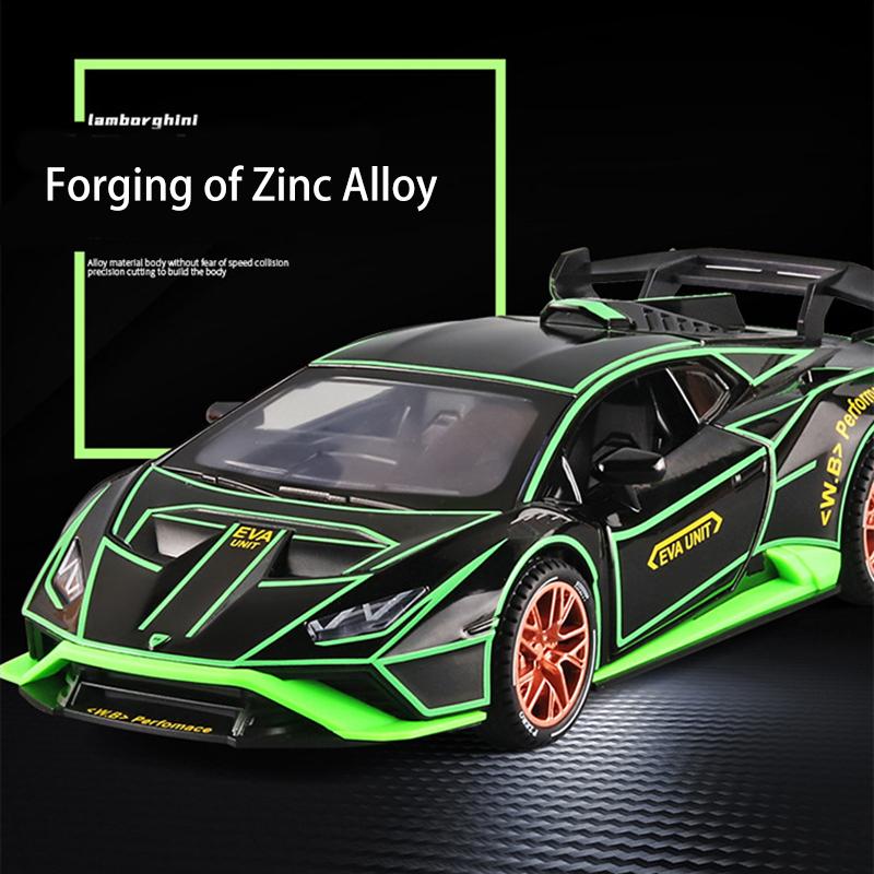 1/24 масштаб Lambo, литая под давлением модель автомобиля, игрушечный автомобиль с откатным механизмом, звуковым светом и распылителем для детей, коллекция подарков для мальчиков и девочек