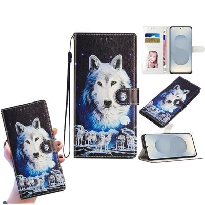 Чехол-кошелек из искусственной кожи с рисунком мистического белого волка для iPhone, Samsung, Xiaomi Redmi, Motorola, Blackview, Oppo, Huawei, Honor, Google, ZTE, Ulefone, TCL