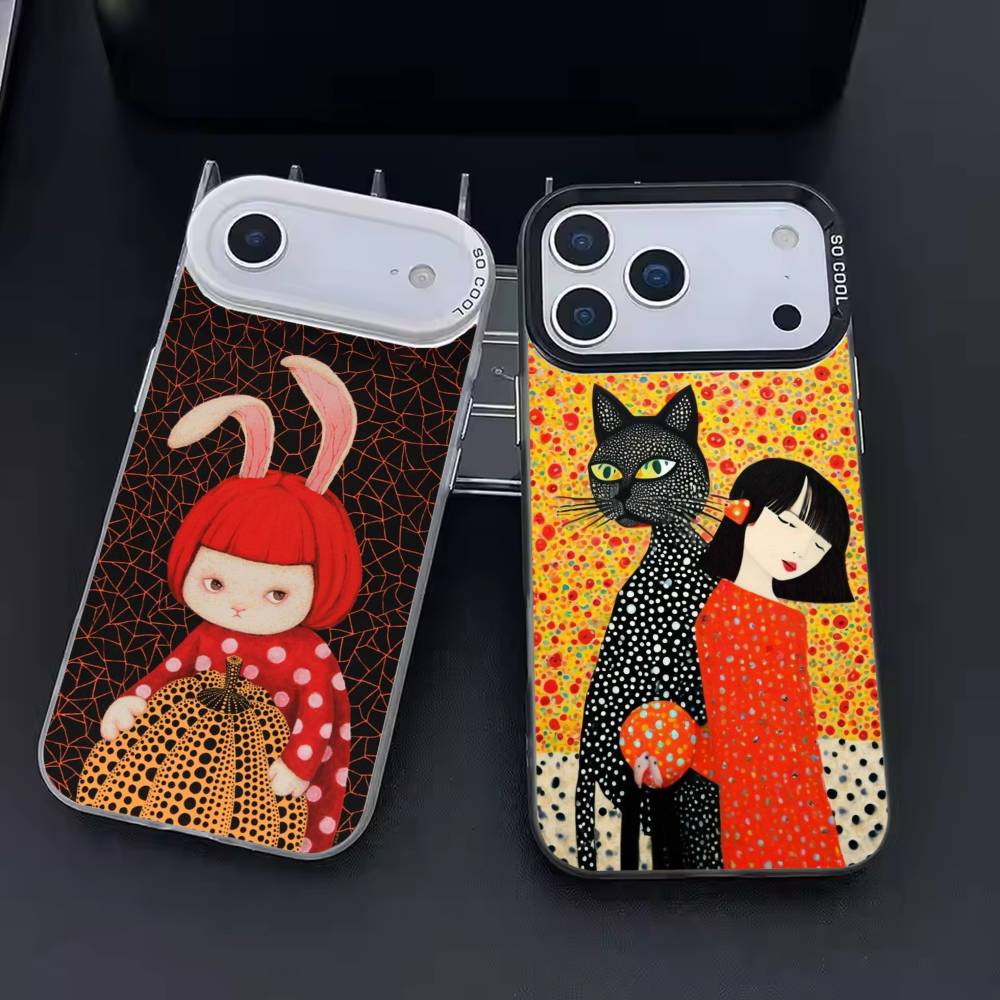 Искусство йоёи кусама Чехол для телефона для iPhone 17,16,15,14,13,12,11,Pro Max,Plus Конфетный серебряный чехол
