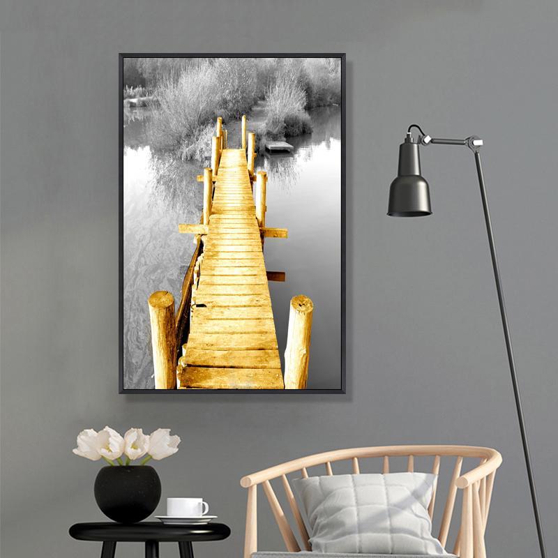 Скандинавские плакаты с изображением лодки и дерева, пейзаж, печать на холсте, картины с мостом через озеро, настенное искусство, современный домашний декор, фотографии для гостиной