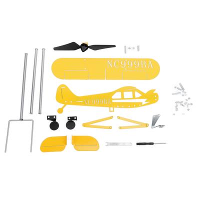 Флюгер в виде самолета, металлический вращающийся ветряной вертушка для садовой скульптуры на открытом воздухе, желтый