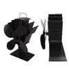 Heat Powered Fireplace Fan 4 Blades Aluminum Alloy Stove Fan High Temperature Proof Black Eco