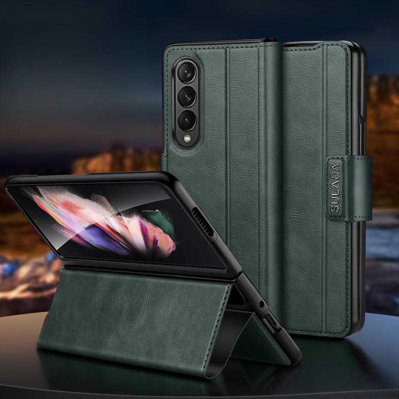 Подходит для чехла для мобильного телефона Samsung Zfold6 5-го поколения, складного чехла-подставки Huawei Matex5, противоударного X3 с полной защитой, кожаного чехла для мужчин W23
