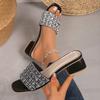 New Style Shoes: Large-sized Mid-heel One-shoulder Slippers for Women, Thick-heeled Square-toed Fashion Sandals