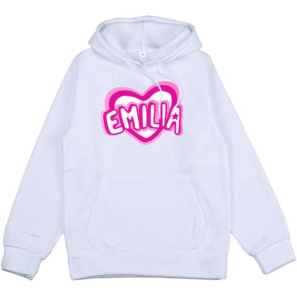 Pink Heart Emilia Mernes Hoodies Streetwear Men Winter Sweatshirts Sudaderas Hombre Long Sleeve Hooded Pullovers Boy