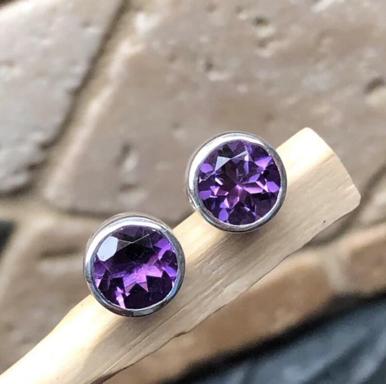 Аметистовый стержень, стерлинговое серебро 925 пробы, маленький гвоздик, крошечный подарок гвоздика для нее, подарок маме, ювелирные изделия ручной работы, круглый стержень, серебряные украшения