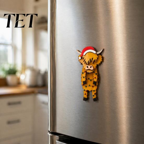 Reusable Festival Party Supplies Christmas Wooden Dangle Toy, Santa Claus Refrigerator Magnet, Cute Cartoon Scene Decoration Ornaments Snowman