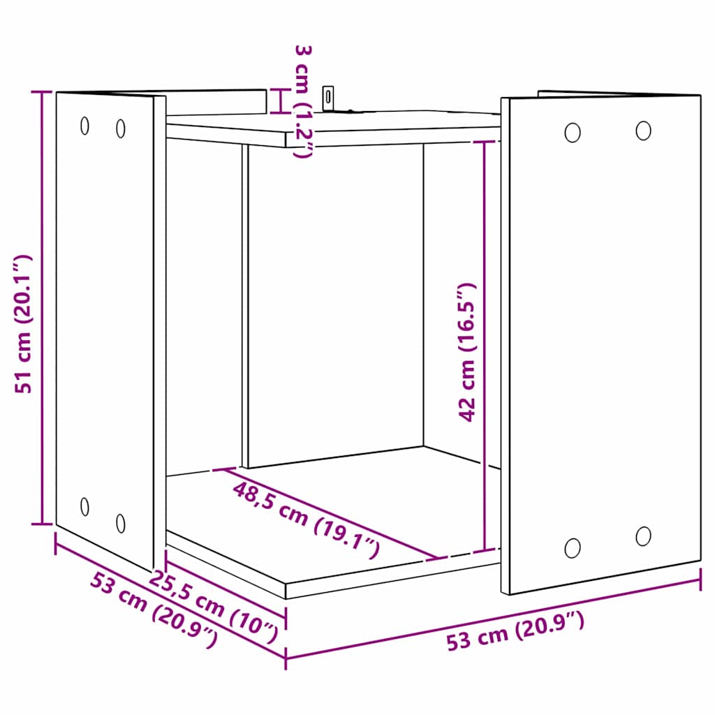 Cat Litter Box Enclosure Black Oak Effect 53 x 53 x 51 cm