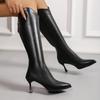 Back Zip Slim Folkel Single Boot Pointed Toe Waterproof Non-Slip Plus Size Tall Boots