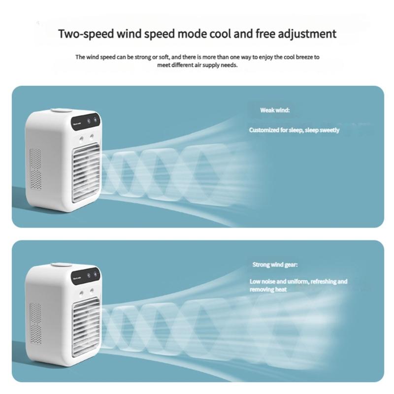 Portable Desktop Coolers Fan 9 Blade Turbos Fan Two Ice Mists Sprayings Rapid Temperature Drop 2 Wind Modes USB Powereds