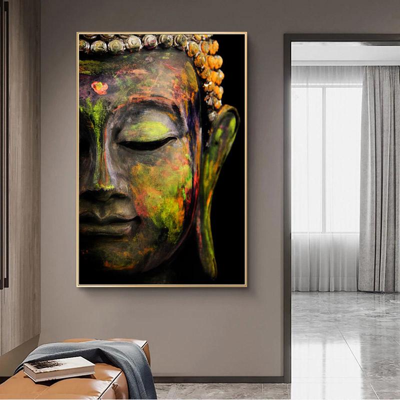 Абстрактные статуи Будды, холст, постеры и принты, современный буддийский куадрос, домашний декор, настенные художественные картины для гостиной, без рамки