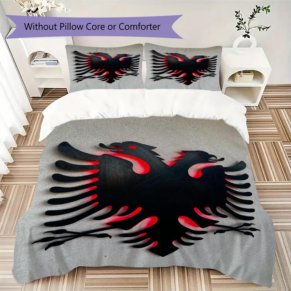 Republic of Albania Pattern Bedding uilt Set uilt Cover Pillowcase Home Decoration Birthday Gift (1 * duvet cover + 2 * pillowcase without core)