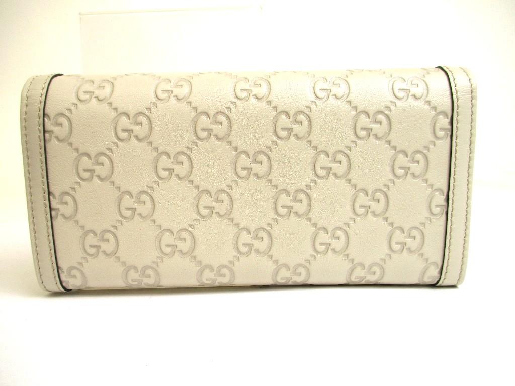 Authentic GUCCI Interlocking G Off White Leather Bifold Long Flap Wallet #706  Open box
