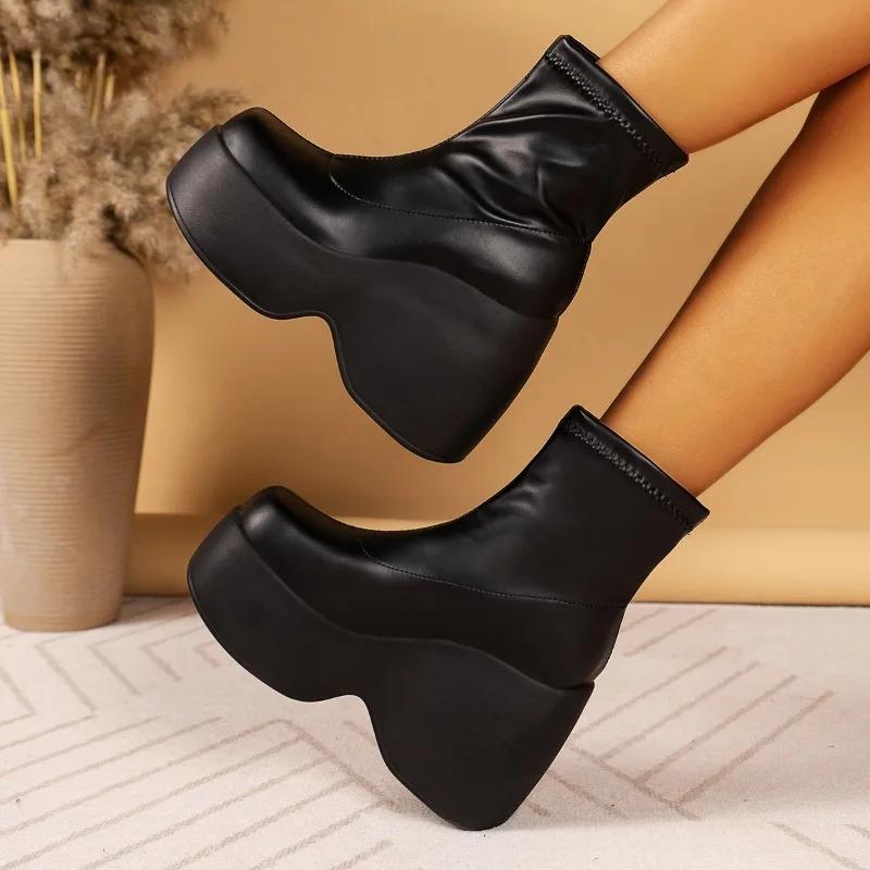 Shoes for Women 2024 New Super High Heel 8CM or Above Fashion Women's Boots Height-increasing Thick Sole Punk Platform Boots