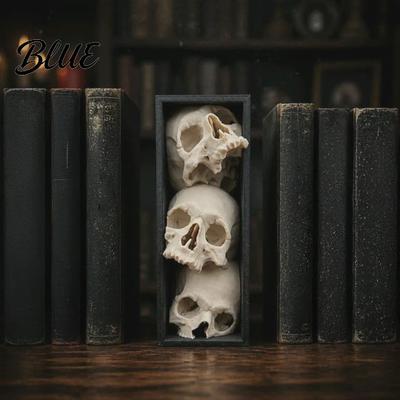 Аксессуары для книжной полки в стиле Dark Academy, вставка в готическом стиле, 3-уровневый дизайн со сложенными черепами, декорация для таинственной библиотеки, 3D-печать, скелет на тему ужасов