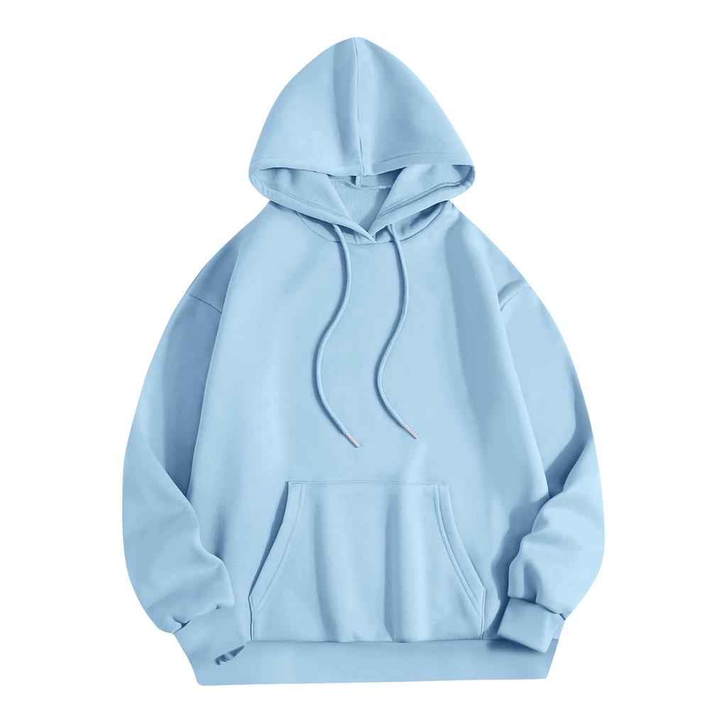 Women's Fashion Solid Color Hooded Loose Plug Sleeve Drawstring Loose Sweatshirt