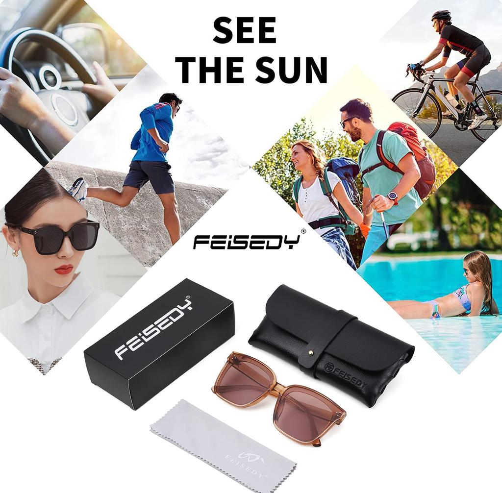 FEISEDY Women's Large Polarized Sunglasses with UV400 Protection for Driving, B1068