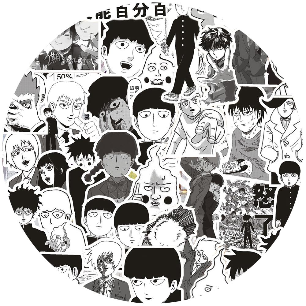 10/30/70 шт. Черно-белые Манга Mob Psycho 100 Наклейки Крутые Аниме Наклейки DIY Ноутбук Канцелярские Принадлежности Наборы Наклеек для Граффити