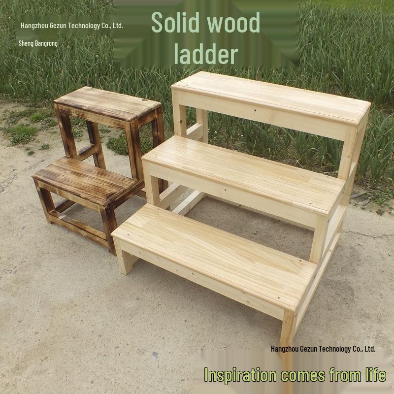 Компактная складная стремянка из массива дерева для дома