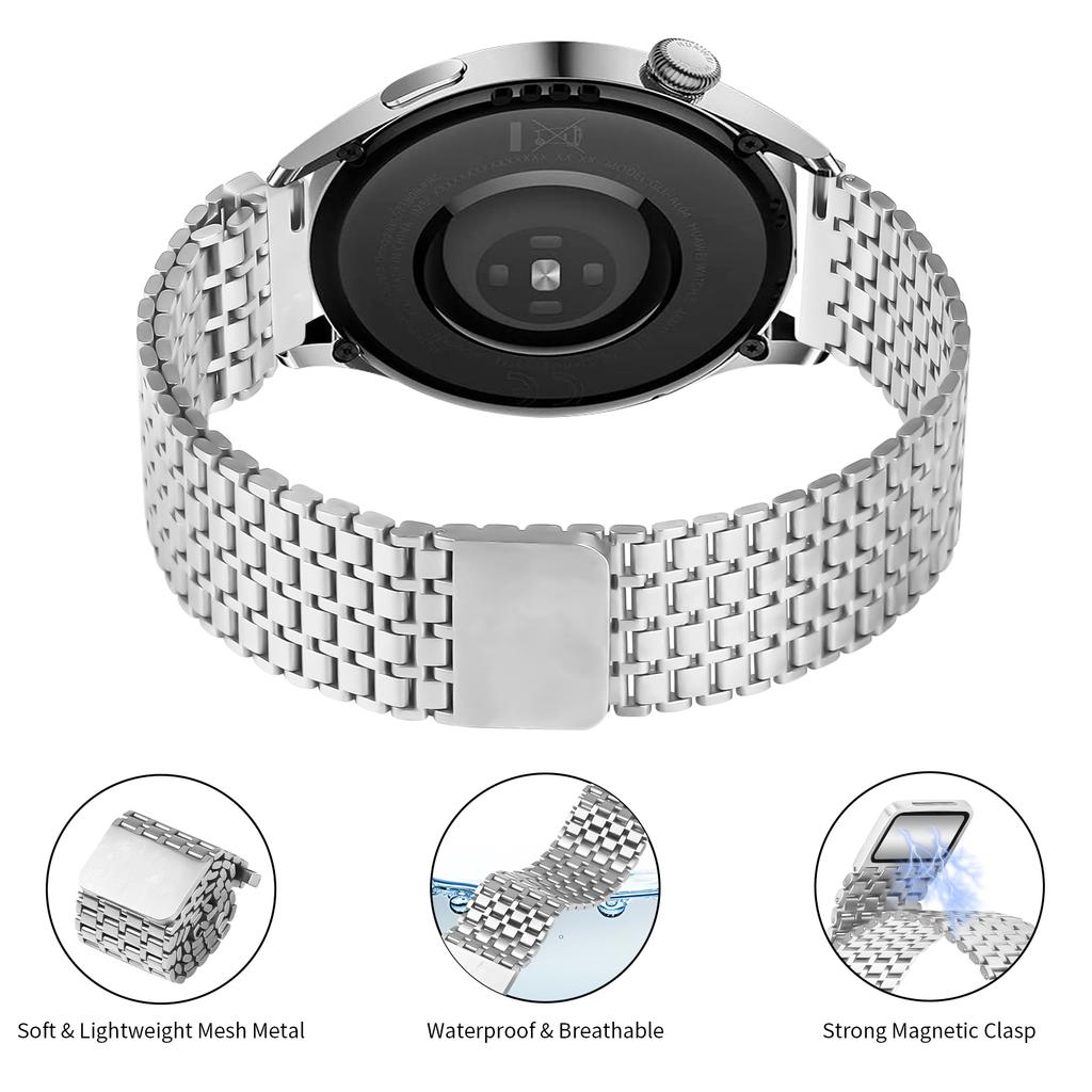 For Garmin Venu 3 Bands Replacement Stainless Steel Magnetic Clasp Silver Watch Strap