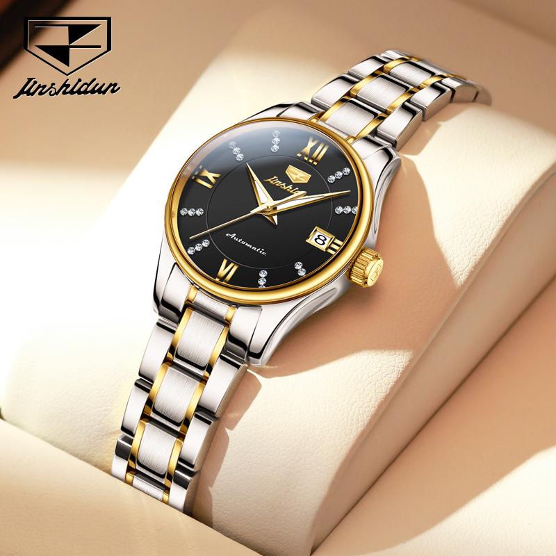 JINSHIDUN Новые женские часы для бизнеса и отдыха, элегантные, легкие, роскошные, повседневные, водонепроницаемые, с одним календарем, механические часы, элитные часы