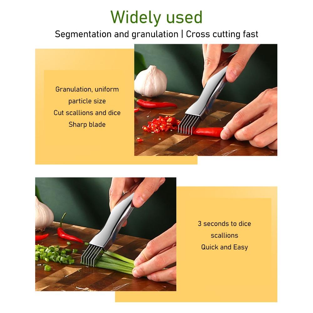Stainless Steel Scallion Cutter Sharp Ultra Fine Vegetable Cutter Time Saving Efficient Green Onion Slicer Kitchen