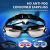 Adult Electroplated Swimming Glasses HD Waterproof Anti-fog Swimming Goggles Teenager Water Sport Eyewear With Earplug Men Women