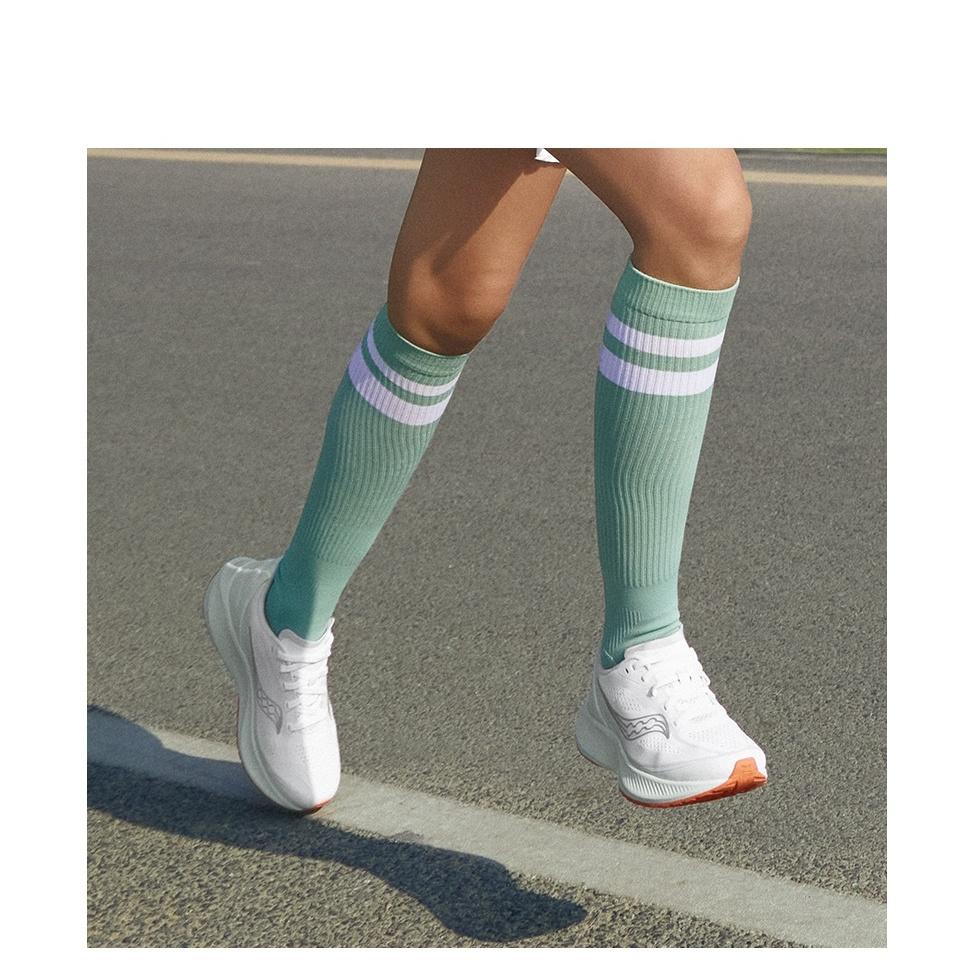 SAUCONY Mirage Flow Lightweight Cushioning Training Running Shoes Women Sneaker White Lavender Silver S18214-1