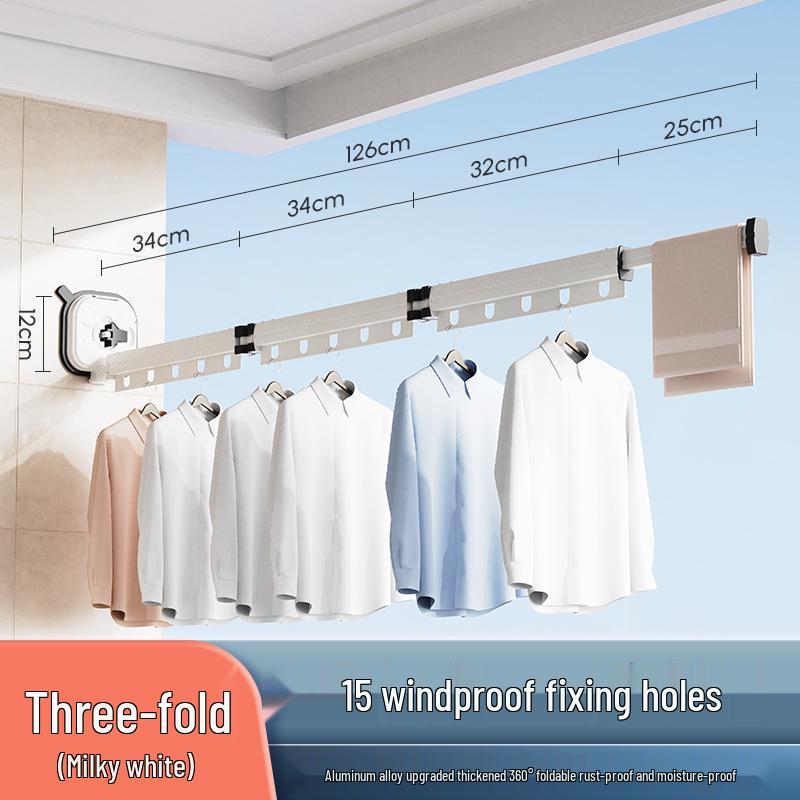 Punch-Free Suction Cup Folding Clothes Drying Rack with Retractable Rod – Invisible and Compact for Bathroom and Window Use