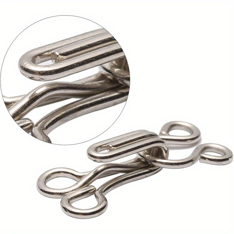 100 пар швейных крючков и петель для застежки для бюстгальтеров, одежды, брюк, юбок, для шитья, рукоделия, серебристые