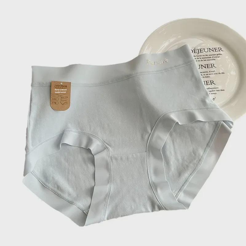 Женское нижнее белье из чистого хлопка категории А — антибактериальное, со средней/высокой талией, бесшовное и удобное, облегающее бедра