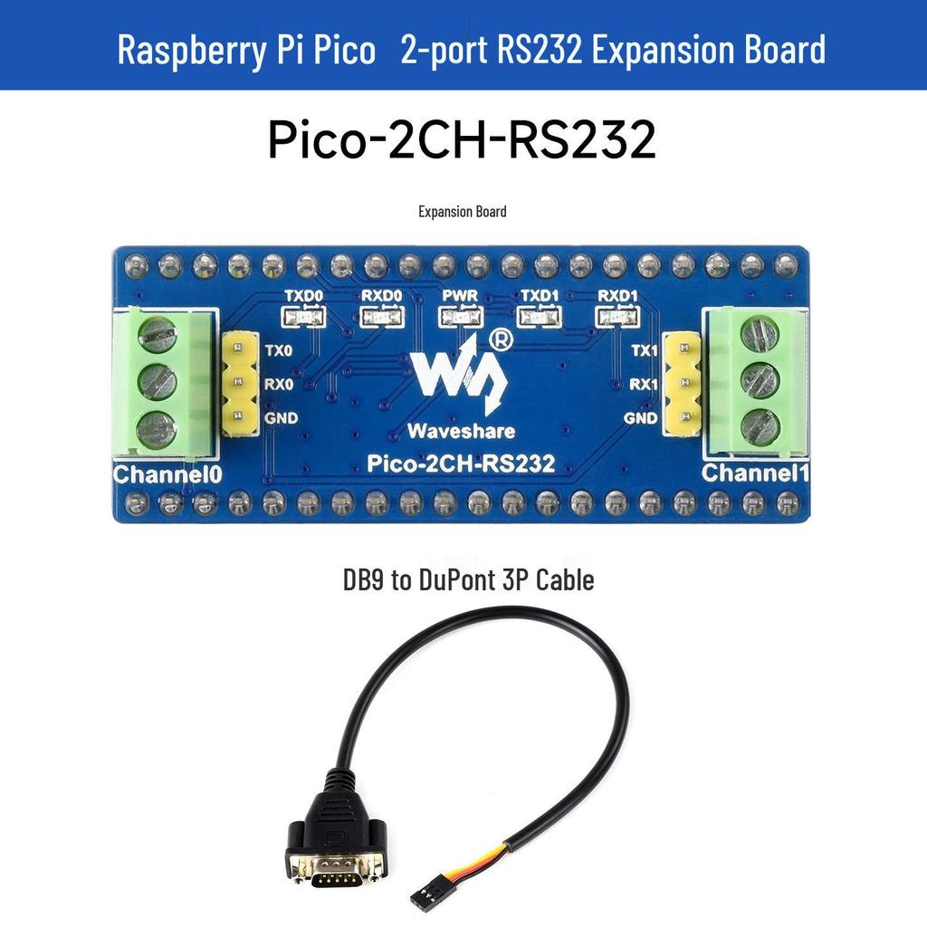 Weixue Dual-Channel RS232 Expansion Board with SP3232EEN Chip for Raspberry Pi UART Communication
