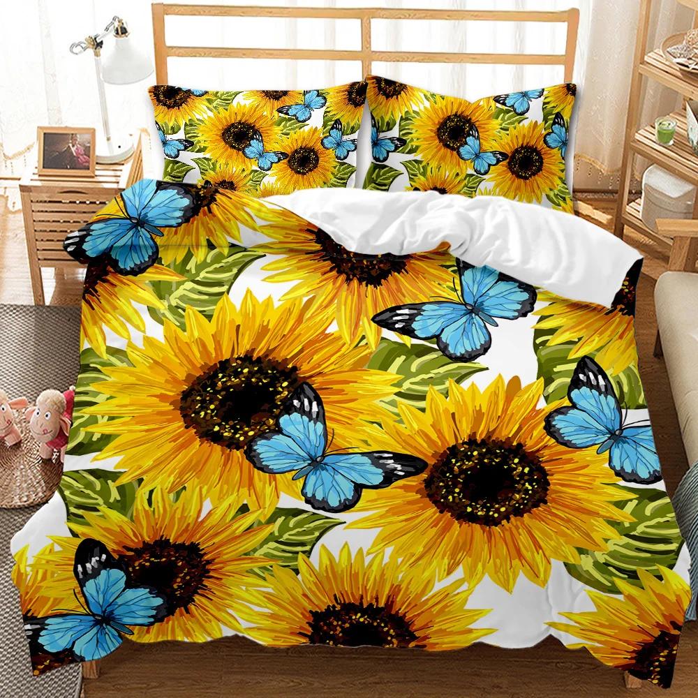 Butterfly Duvet Cover Girls Women Spring Blue Golden Butterfly Bedding Set Animal Double Queen King Size Polyester Qulit Cover