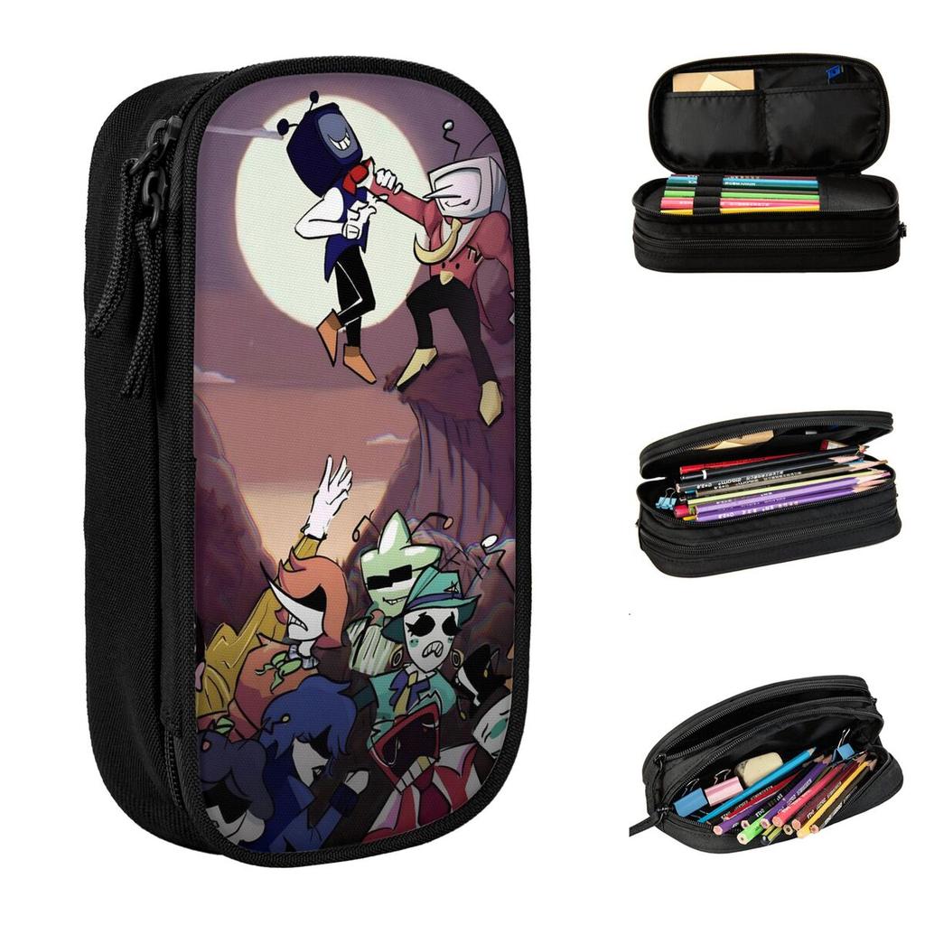 D-Deltarunes Tenna Game Pencil Case Lovely Pen Holder Bag Girls Boys Large Storage Students School Gift Pencil Pouch