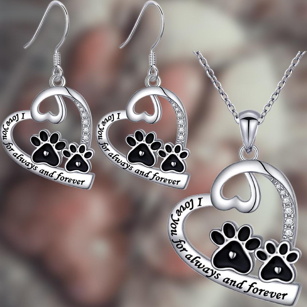 Sweet Shiny White CZ Heart Pierced Earrings for Girls Sterling Silver Cute Pet Paw Prints Jewelry Daily Party Jewelry