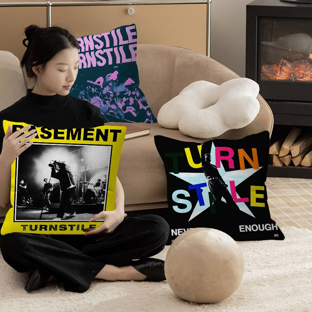 Vintage Music T-Turnstiles Band Cushion Cover Pillow Cover Decor Pillowcase Printed Cushion Case For Couch