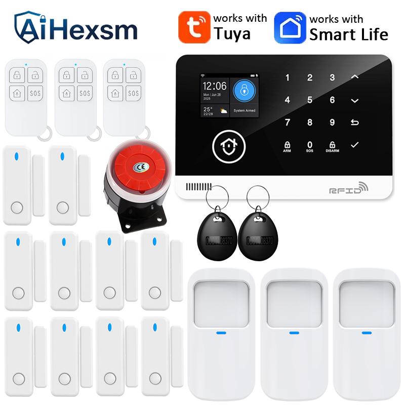 Tuya Smart WiFi GSM Home Security Pet PIR Alarm System RFID APP Control Wireless Solar Siren Outdoor Camera Volume Adjustable