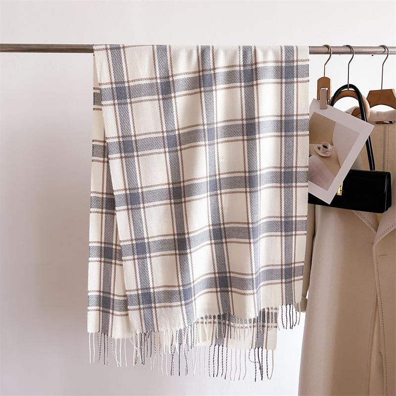 Корейский вариант клетчатого шарфа, зимний шарф для студентов мужского и женского пола, утолщенная теплая внешняя шаль с кисточками, корейский имитация кашемирового шарфа